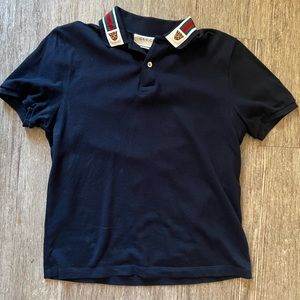 Gucci
Navy Stripe 
Small Short Sleeve Polo